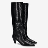 Glossy Tex Leather Slouch Boots Black - Premiata