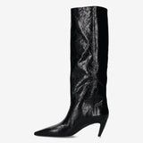 Glossy Tex Leather Slouch Boots Black - Premiata
