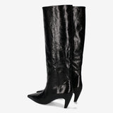 Glossy Tex Leather Slouch Boots Black - Premiata