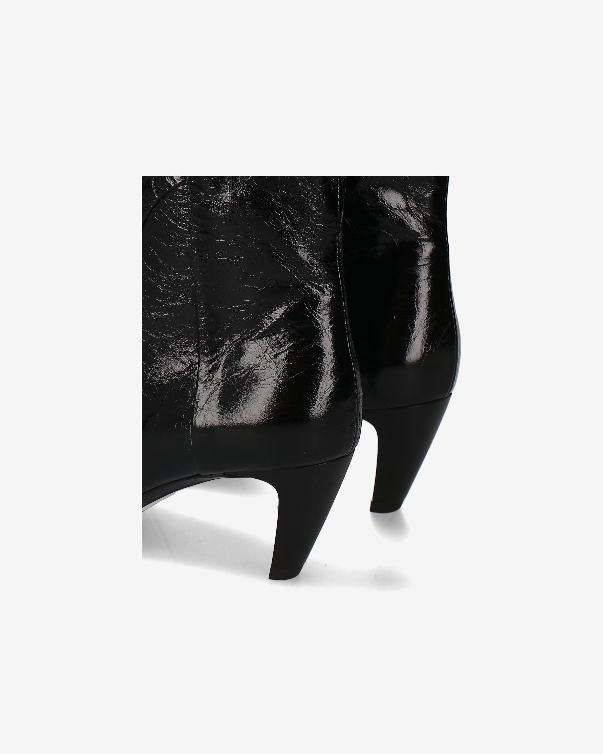 Glossy Tex Leather Slouch Boots Black - Premiata