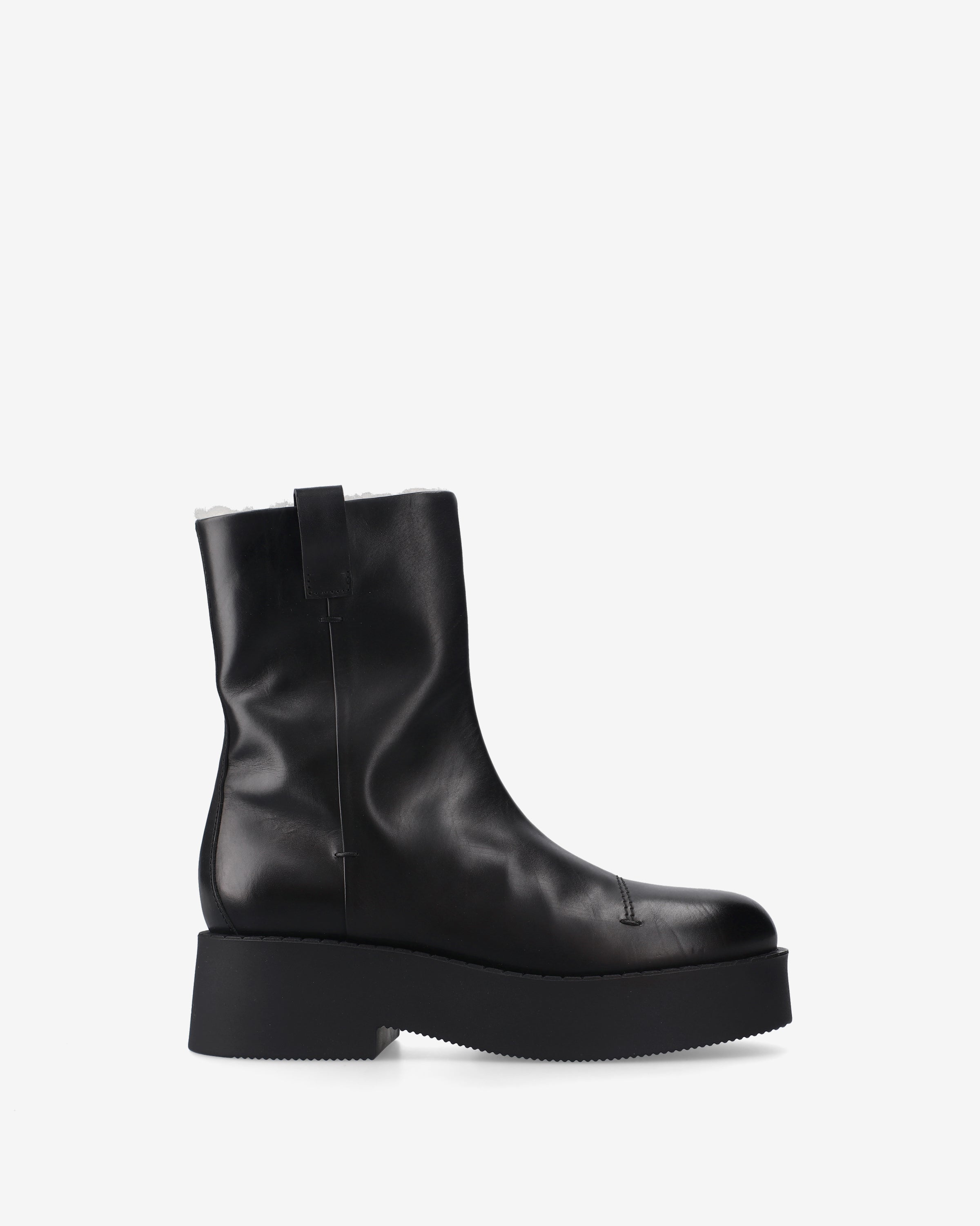 Platform Leather Ankle Boots Black