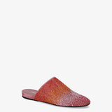 Leather clogs with pink gradient rhinestones