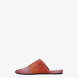 Leather clogs with pink gradient rhinestones
