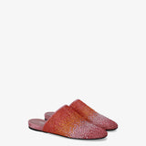 Leather clogs with pink gradient rhinestones