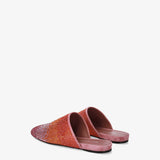 Leather clogs with pink gradient rhinestones