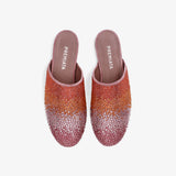 Leather clogs with pink gradient rhinestones