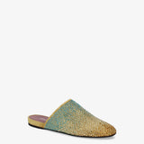 Leather clogs with pink gradient rhinestones