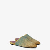 Leather clogs with pink gradient rhinestones
