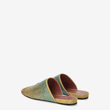 Leather clogs with pink gradient rhinestones