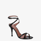 Patent leather sandals with heels