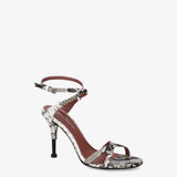 Python print leather heeled sandals