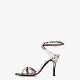 Python print leather heeled sandals