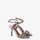 Python print leather heeled sandals