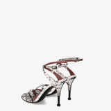Python print leather heeled sandals