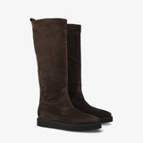 Brown Leather Flat Boot M7103A