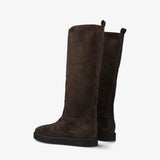 Brown Leather Flat Boot M7103A