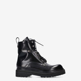 Combat Boot in Black Brushed Calf Leather M7112B