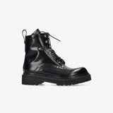 Combat Boot in Black Brushed Calf Leather M7112B
