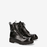 Combat Boot in Black Brushed Calf Leather M7112B