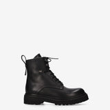 Shearling-Lined Leather Combat Boots Black Fat - Premiata