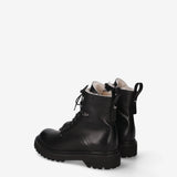 Shearling-Lined Leather Combat Boots Black Fat - Premiata