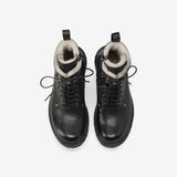 Shearling-Lined Leather Combat Boots Black Fat - Premiata