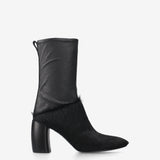 Leather and Pony Hair Ankle Boots Black