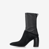 Leather and Pony Hair Ankle Boots Black