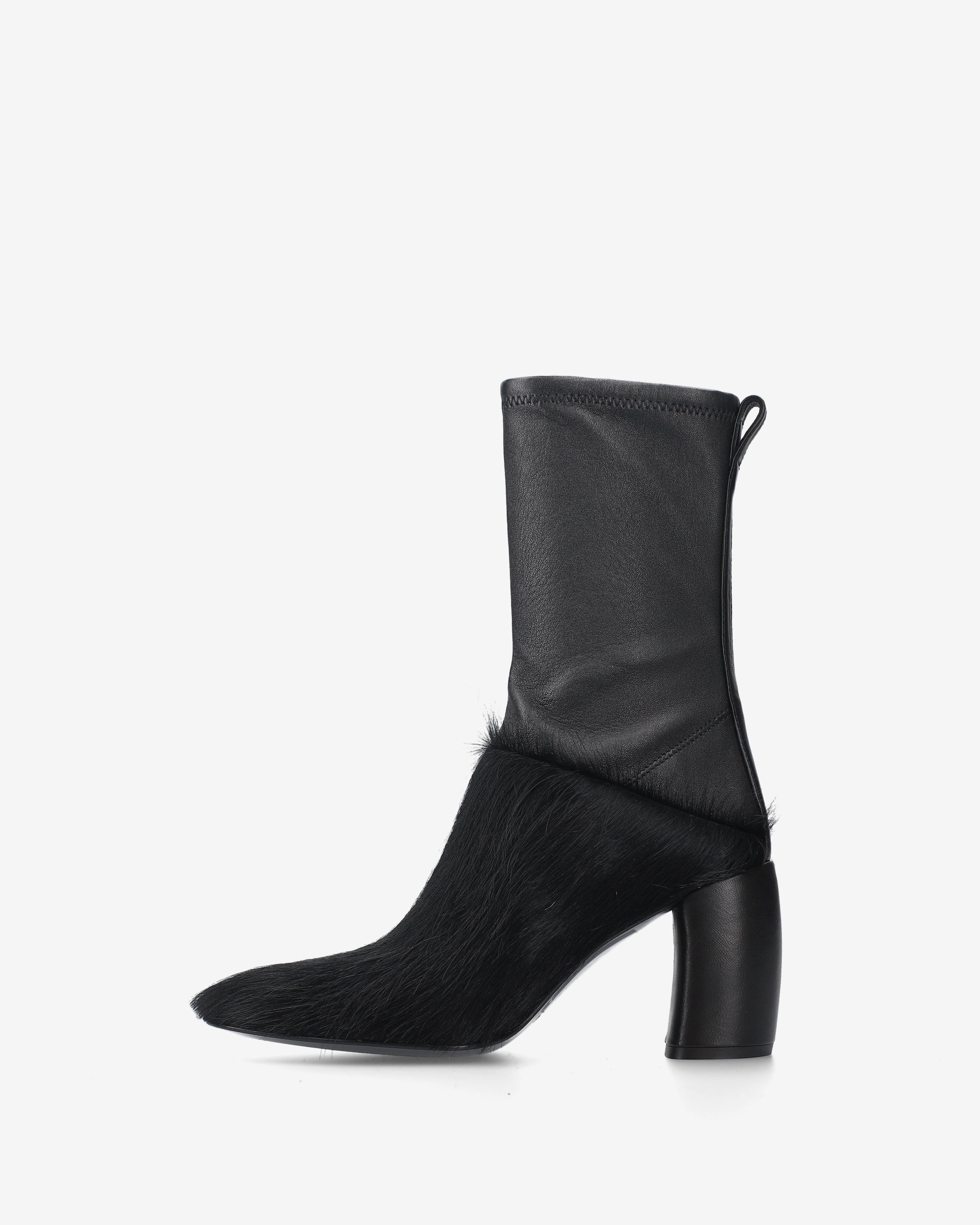 Leather and Pony Hair Ankle Boots Black