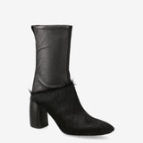 Leather and Pony Hair Ankle Boots Black