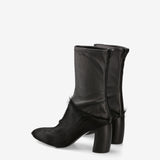 Leather and Pony Hair Ankle Boots Black