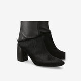 Leather and Pony Hair Ankle Boots Black