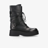 Black Leather Ankle Boots M7141A