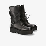 Black Leather Ankle Boots M7141A