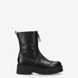 Leather and Shearling Platform Ankle Boots Black