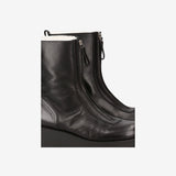 Leather and Shearling Platform Ankle Boots Black