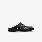 Slippers in Sheepskin and Black Leather