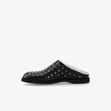 Slippers in Sheepskin and Black Leather