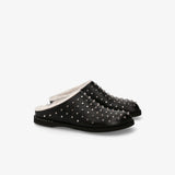 Slippers in Sheepskin and Black Leather