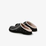 Slippers in Sheepskin and Black Leather