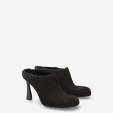 Sabot in Sheepskin and Black Leather