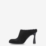 Sabot in Sheepskin and Black Leather