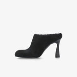 Sabot in Sheepskin and Black Leather