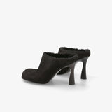 Sabot in Sheepskin and Black Leather