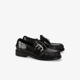 Sheepskin and Black Leather Shoes M7173MA