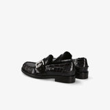 Sheepskin and Black Leather Shoes M7173MA