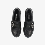 Sheepskin and Black Leather Shoes M7173MA