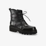 Black Leather Ankle Boots M7187A