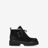 Suede Lace-Up Boots with Shearling Lining Black