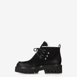 Suede Lace-Up Boots with Shearling Lining Black